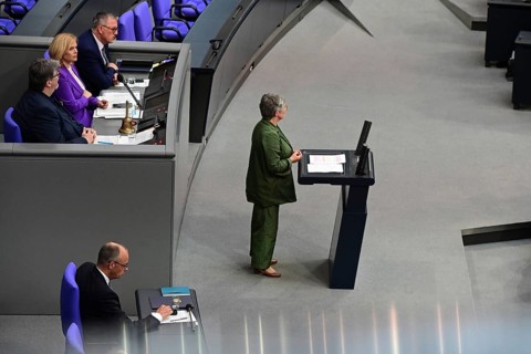Federal Chancellor Friedrich Merz (CDU) and parts of his cabinet sit on the government bench,