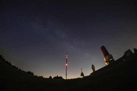 The Milky Way passes over the summit of the Großer Feldberg in the Taunus, near Frankfurt am Main,