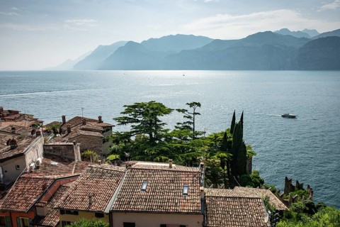 Mediterranean roofs from Scaliger Castle, Malcesine, Veneto, Italy