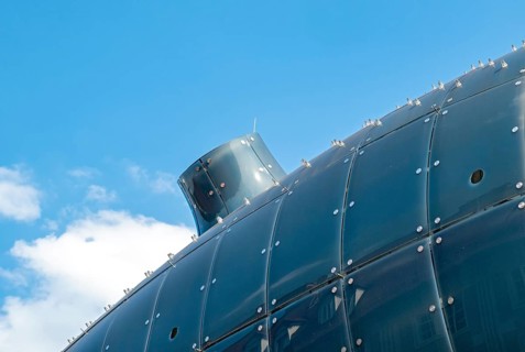 Architectural detail, Kunsthaus Graz building, Graz Art Museum, Austria