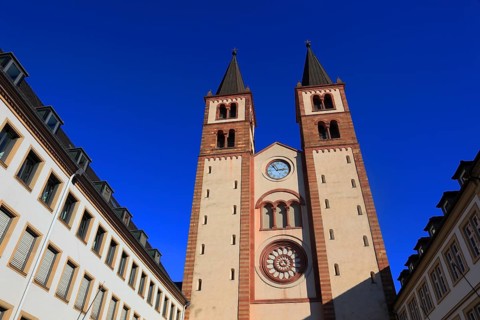 West façade of St Kilian's Cathedral, Würzburg, Lower Franconia, Bavaria, Germany