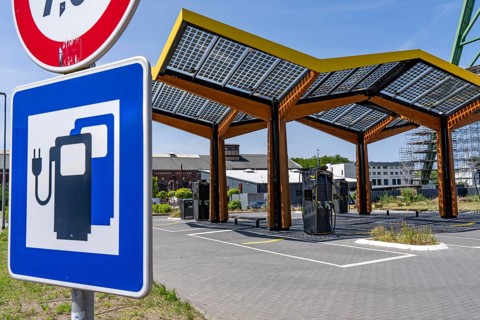 Electric charging station on the site of the former Lohberg colliery in Dinslaken, operated by
