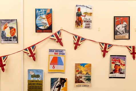 Exhibition of 1940s government public information wartime propaganda posters, Wiltshire, England,