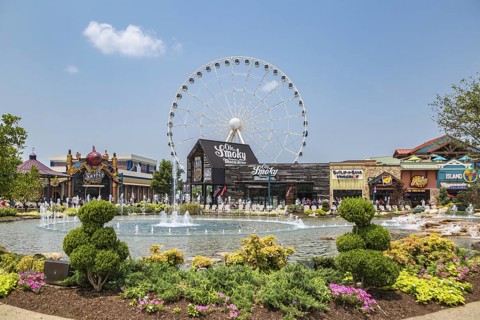 The Wheel ferris wheel behind the Ole Smoky Moonshine store at The Island recreation center in