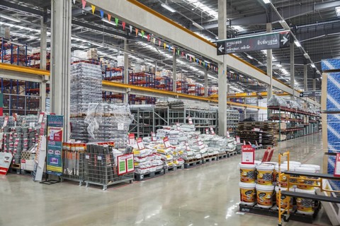Building materials inside the Mega Home Center warehouse store in Chiang Rai, Thailand