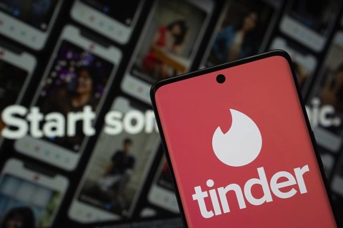 Dhaka, Bangladesh - 18 March 2025: The logo of the tinder is displayed on a smartphone screen, and