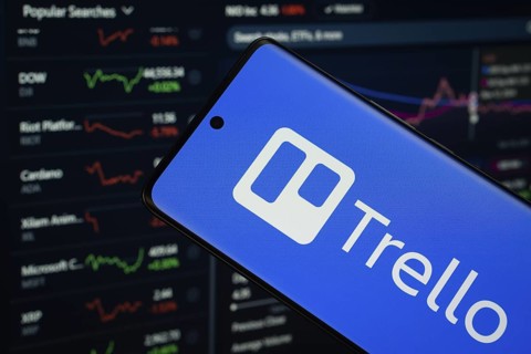 Dhaka, Bangladesh- 18 March 2025: trello logo is displayed on a smartphone screen, with a stock
