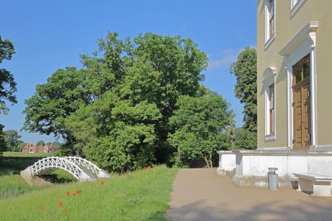UNESCO Luisium, classicist palace with arched bridge, pond, idyll, Dessau-Wörlitz Garden Kingdom,