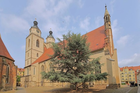 Gothic UNESCO St Mary's Church and Corpus Christi Chapel, town church, Luther city Wittenberg,