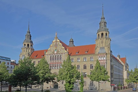 Historic building of the district court built in 1905, historicism, Halle an der Saale,