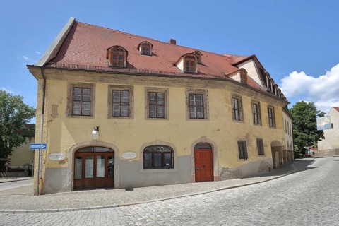 Historic building of the Domapotheke zum Rautenkranz, former pharmacy, Merseburg, Saxony-Anhalt,