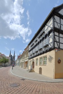 Half-timbered house Altdeutscher Hof, Köthen, Saxony-Anhalt, Germany