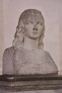 Novalis monument to writer and philosopher Friedrich von Hardenberg, head, bust, Weißenfels,