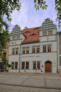 Heinrich Schütz House, home of the composer and musician Heinrich Schütz, inscription, Weißenfels,