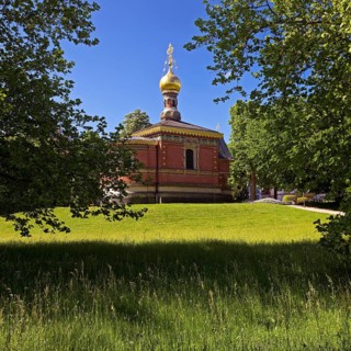 Russian Orthodox Church of All Saints, also known as the Russian Chapel, spa garden, Bad Homburg