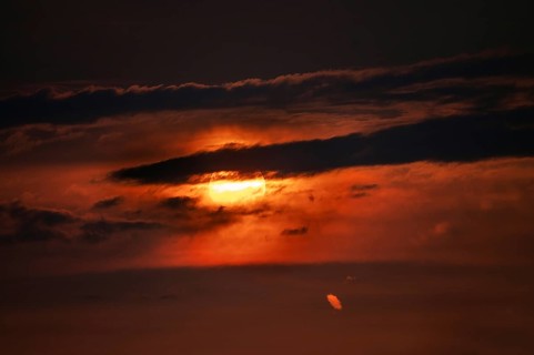 Setting evening sun, rain clouds, Bavaria, Germany