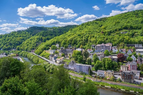 Town view, Lennetal, Altena, Sauerland, Westphalia, North Rhine-Westphalia, Germany