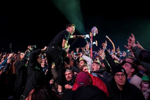 Tim McIlrath, singer of Rise Against at the Rock am Ring Festival on Saturday, Nürburgring race