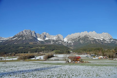 Panorama, View of the Wilder Kaiser, Wilder Kaiser, Ellmau, Tyrol, Austria