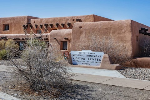 Entrance to the White Sands National Monument Visitor Center near Alamogordo, New Mexico