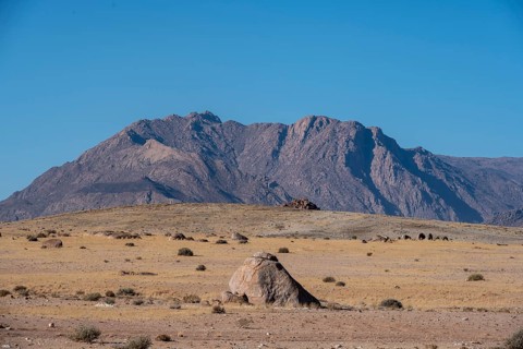 Dry landscape in front of the Brandberg, Damaraland, Namibia