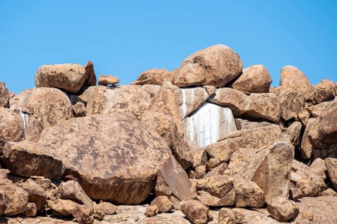 Rocks of a Klipschliefer colony, rock formation, Brandberg, Damaraland, Namibia