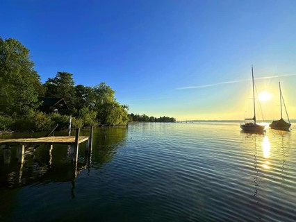 Evening atmosphere, sailing boats on Lake Starnberg, Bavaria, Germany