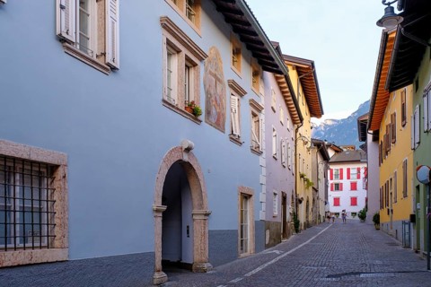 Alleyways in the old town centre, Levico Therme, Valsugana, Trentino, Italy