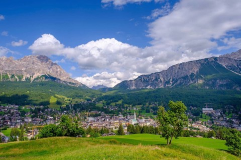 Cortina d'Ampezzo, with Monte Cristallo, Dolomites, Trentino, Italy