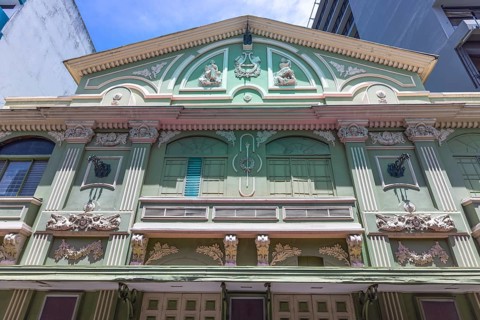 Costa Rica, colorful San Jose streets in historic city center. Caribbean cruise vacation