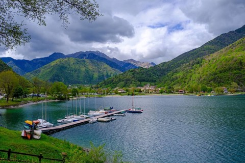 Ledro on Lake Ledro, Lago di Ledro, Trentino, Italy