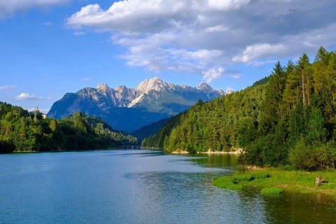 Reservoir, Lago di Centro di Cadore, Pieve di Cadore, Dolomites, Trentino, Italy