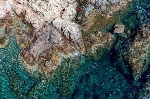 Aerial view, rocky coast, Corsica, France