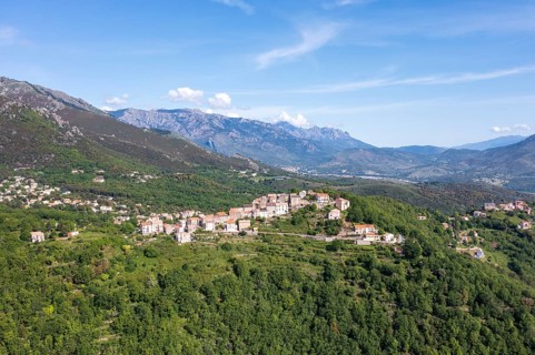 Typical mountain village, Riventosa, Corsica, France