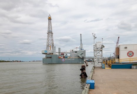 Ocean Star Offshore Drilling Rig and Museum in the Galveston Channel at Galveston, Texas