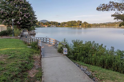 Paved walking trail around the entire lake at Lake Junaluska, North Carolina