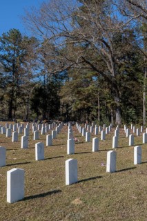 Headstones of many unknown confederate soldiers at the Enterprise Confederate Cemetery in