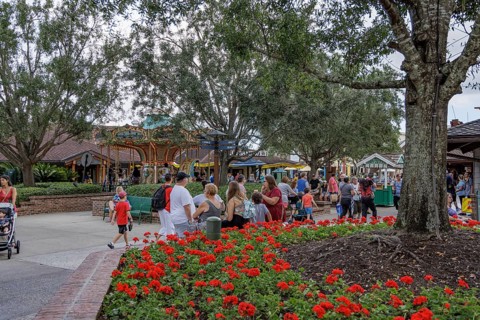 Marketplace Carosel merry-go-round ride in Disney Springs at Disney World in Orlando, Florida, USA