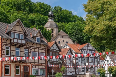 Half-timbered idyll of the old town of Bad Sooden, Allendorf, district Bad Sooden, townscape with