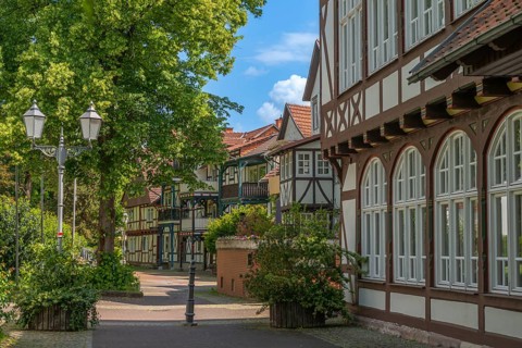Half-timbered idyll of the old town of Bad Sooden, Allendorf, district Bad Sooden, townscape,