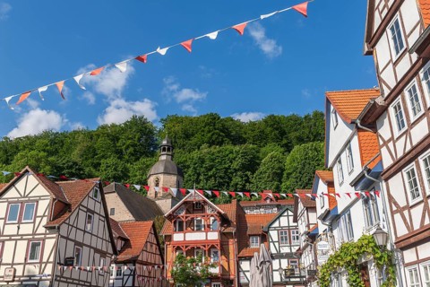Half-timbered idyll of the old town of Bad Sooden, Allendorf, district Bad Sooden, townscape with