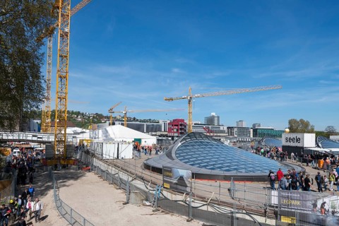 Open days at the new main railway station, Stuttgart 21, overview of the construction site with