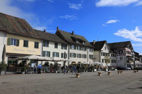 Rhine promenade, Stein am Rhein, Canton Schaffhausen, Switzerland