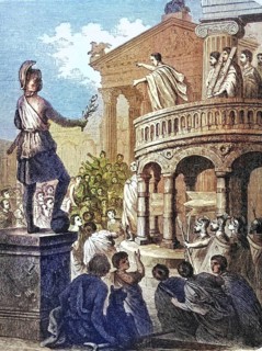 A consular orator addressing the Romans, 1st century BC, Rome, Italy, digital reproduction of a