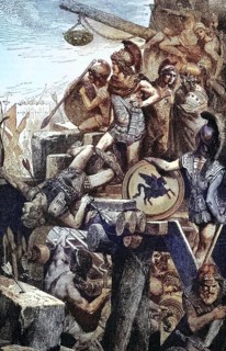 Alexander the Great at the siege of Tyre in 332 BC in the south of present-day Lebanon, digital