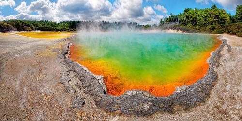 Champagne Pool, hot spring glowing in multiple colors, Waiotapu, Rotoua, Waikato Region, New