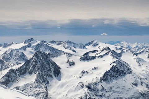 Views of snowy summits of the Ötztal Alps in winter, Tyrol, Austria