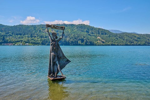 Statue, Saint, Domitian, Religious, Lake Millstatt, Millstatt, Carinthia, Austria