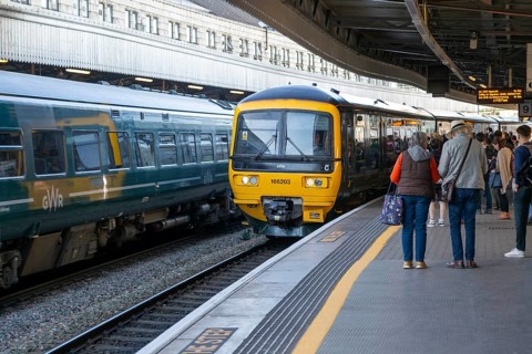 British Rail Class 166 Networker Turbo, Temple Meads railway station, Bristol, England, UK