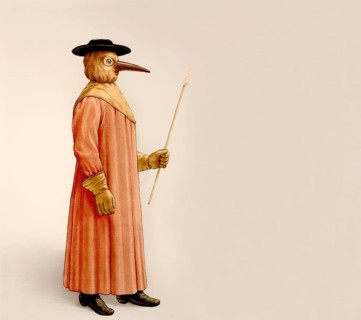 A physician wearing a plague preventive costume, 17th century